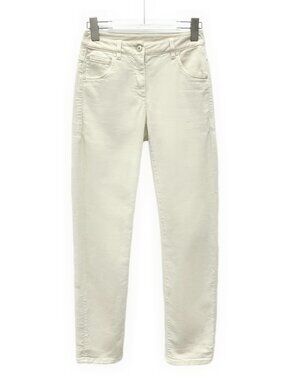 H31091 Brunello Cucinelli white cotton beaded denim trousers 36 S size 99 new